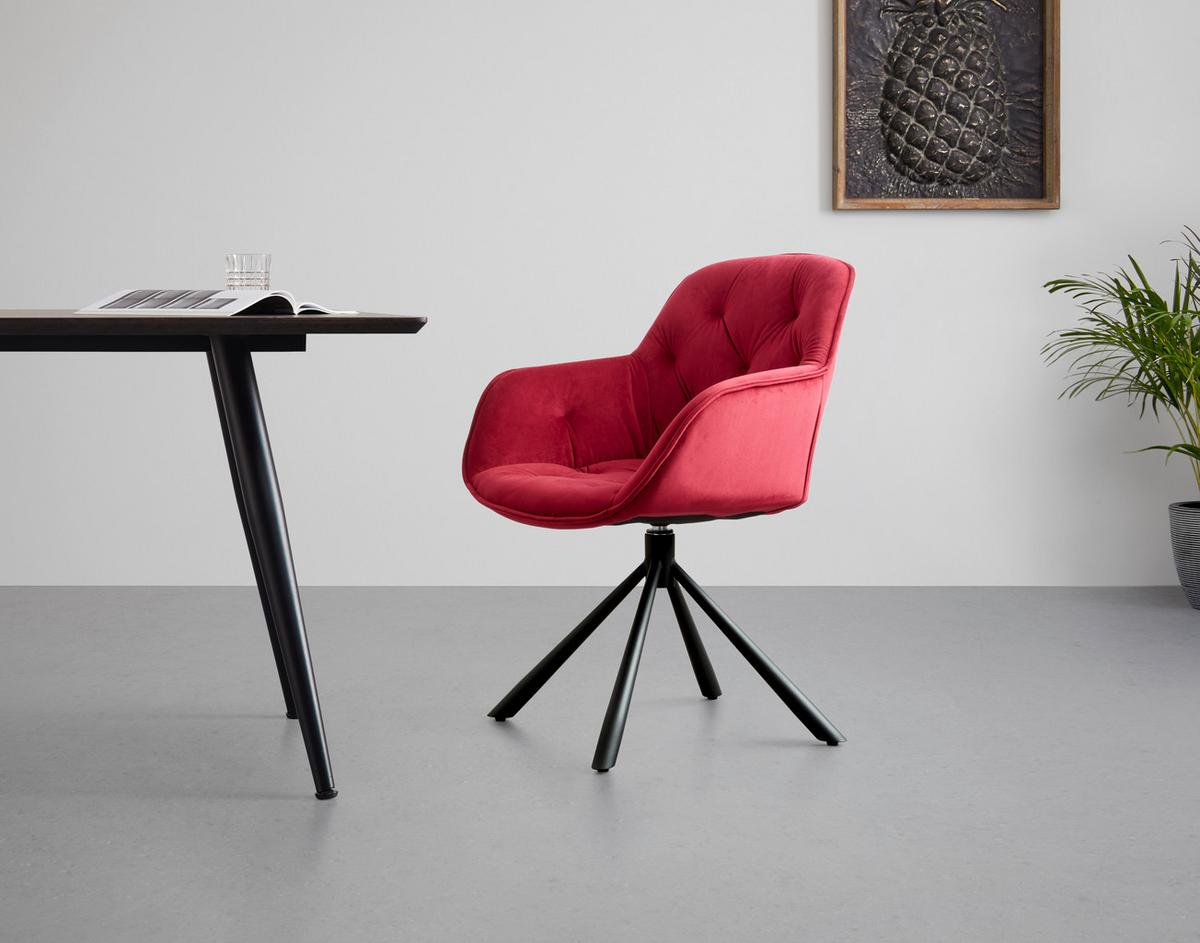 Armlehnstuhl in Rot - Rot/Schwarz, Modern, Textil/Metall (63/86/66cm) - Mömax
