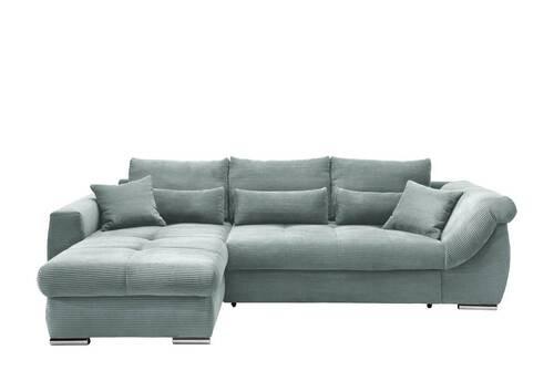 Wohnlandschaft Frederico Hellblau Cord - Chromfarben/Hellblau, MODERN, Holz/Textil (188/302cm) - MID.YOU