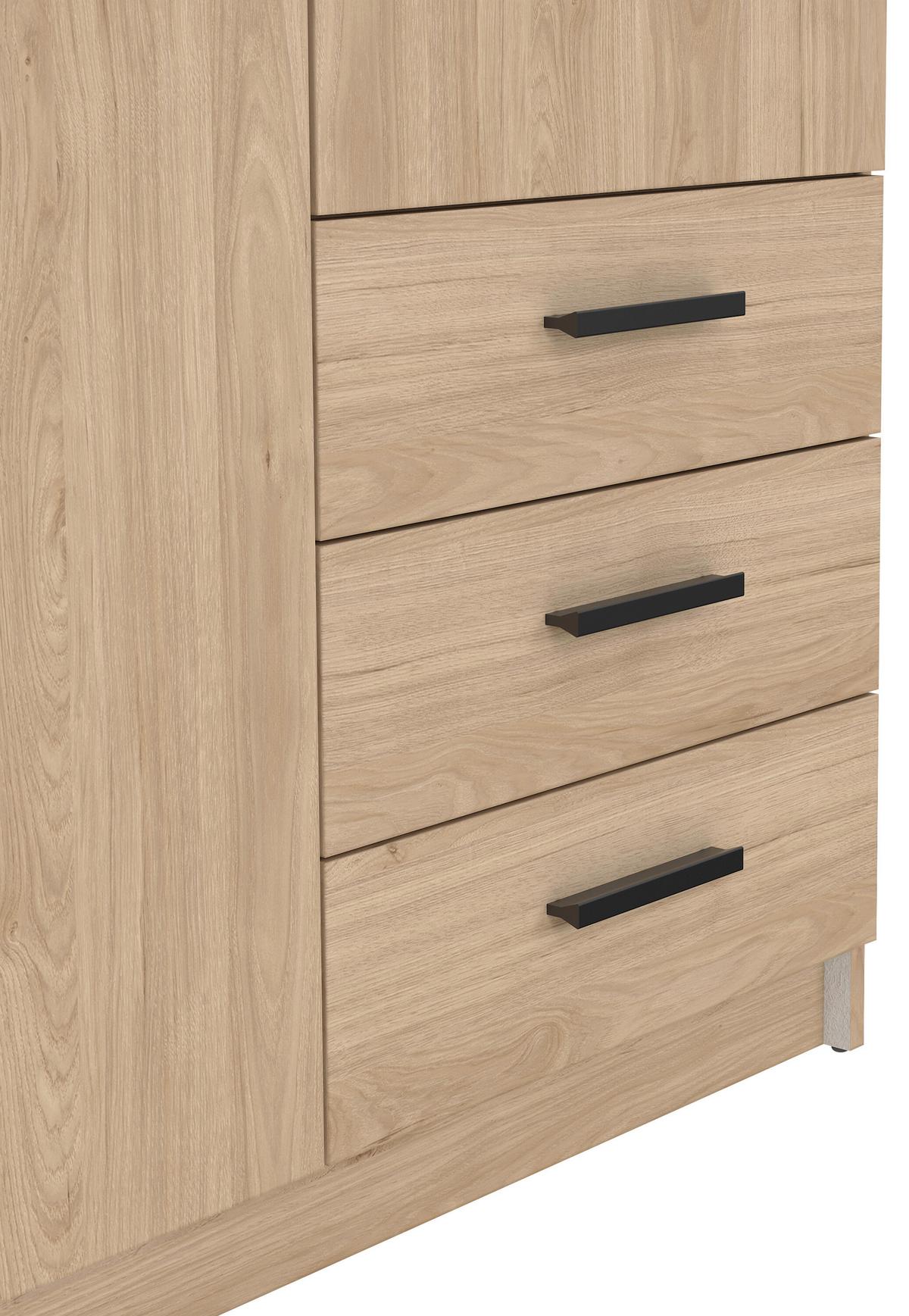 Omara Za Oblačila Sprint, Barva Hrasta - črna/barve hrasta, Basics, kovina/leseni material (98,5/200,4/49,8cm) - MID.YOU