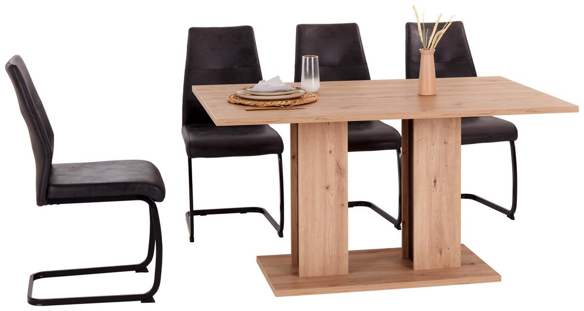 Masă ARON 138 - stejar Artisan/negru, Konventionell, material pe bază de lemn (138/74/90cm)