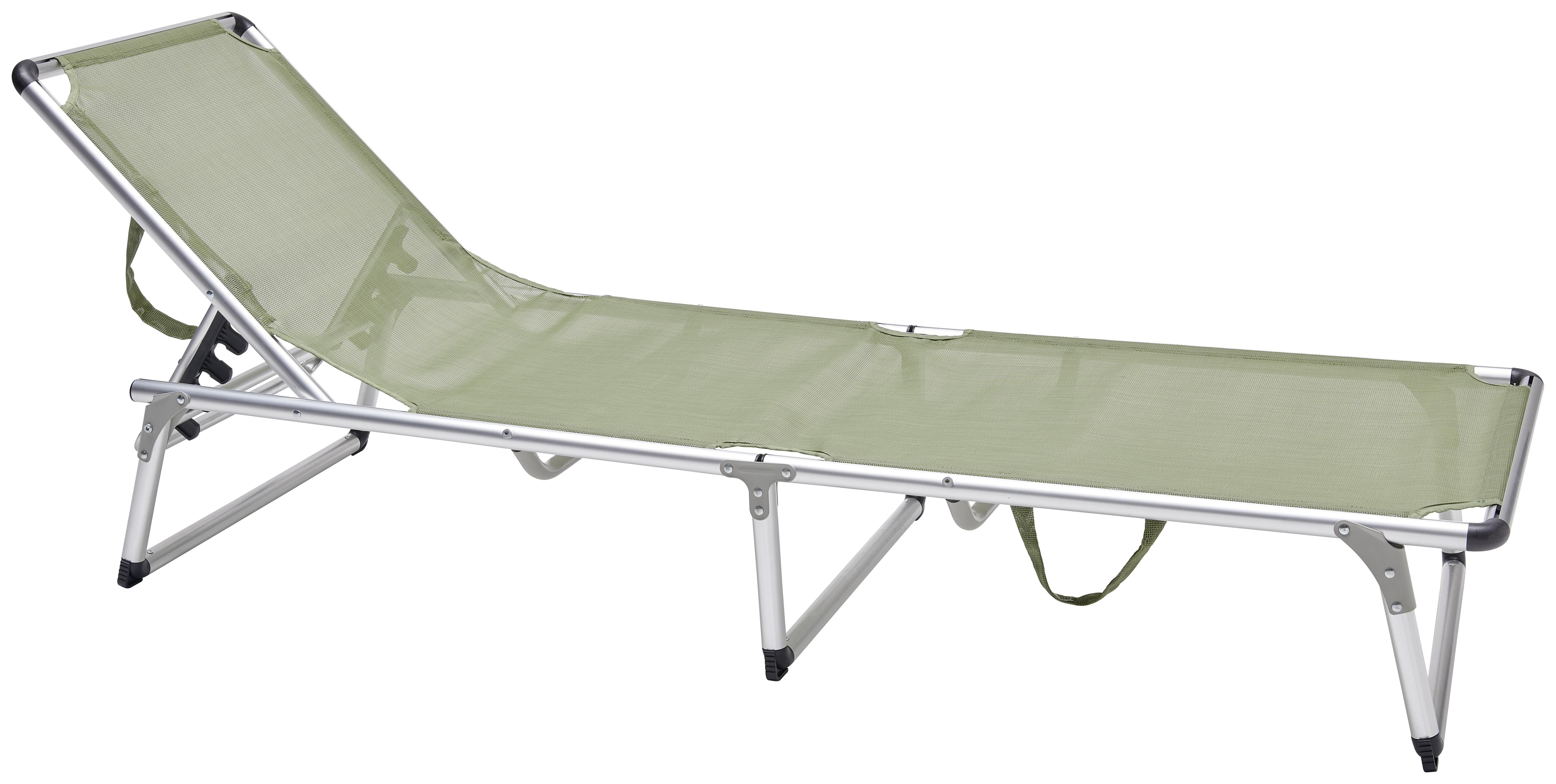 Ležalnik Lilly - aluminij/zelena, Moderno, kovina/tekstil (186/56/25cm) - Modern Living