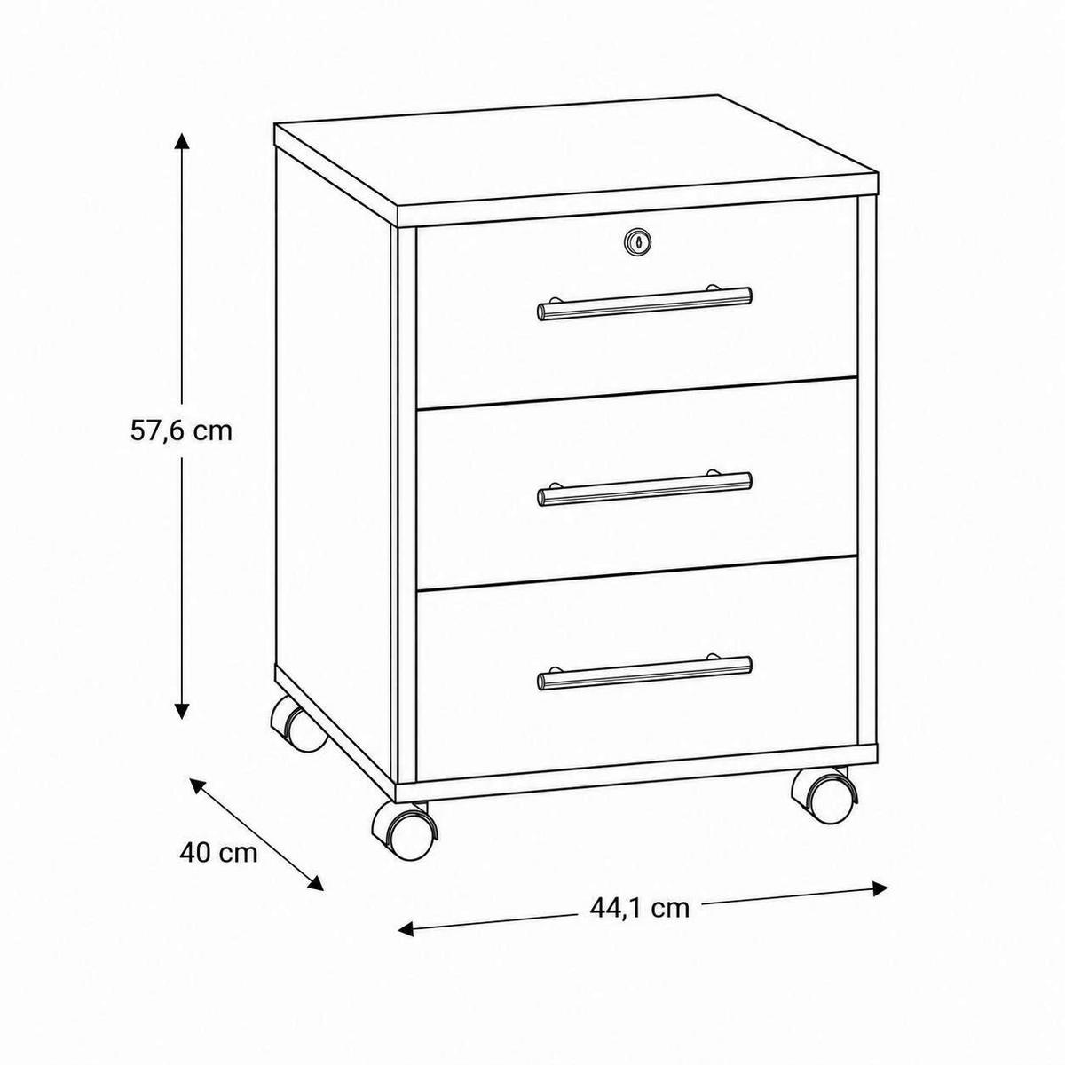 ROLLCONTAINER OFFICE EDITION - Anthrazit/Silberfarben, LIFESTYLE, Holzwerkstoff/Metall (44/58/40cm) - MID.YOU