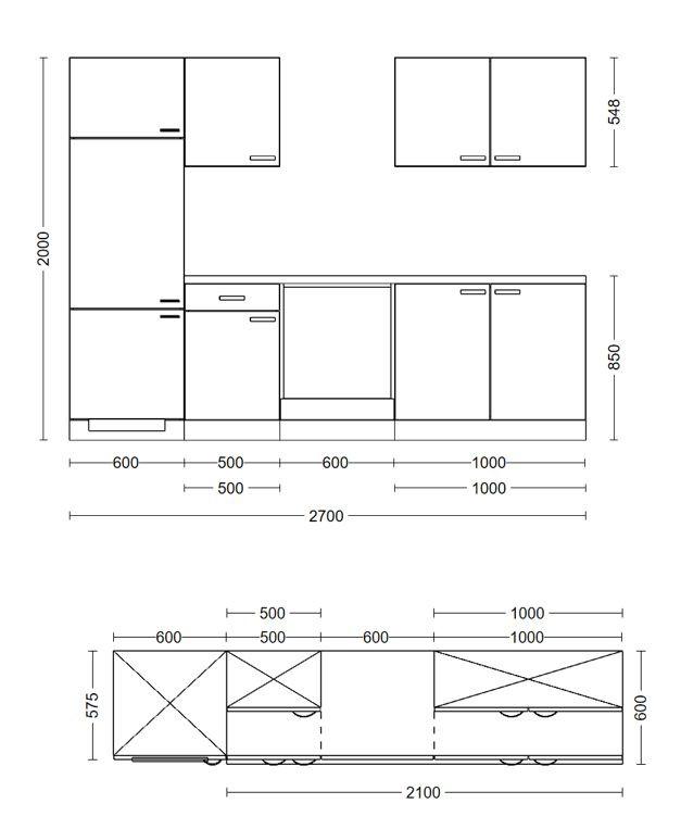 Kuhinjski Blok Brez Aparatov Riva - hrast/šampanjec, Moderno, leseni material (270cm) - MID.YOU
