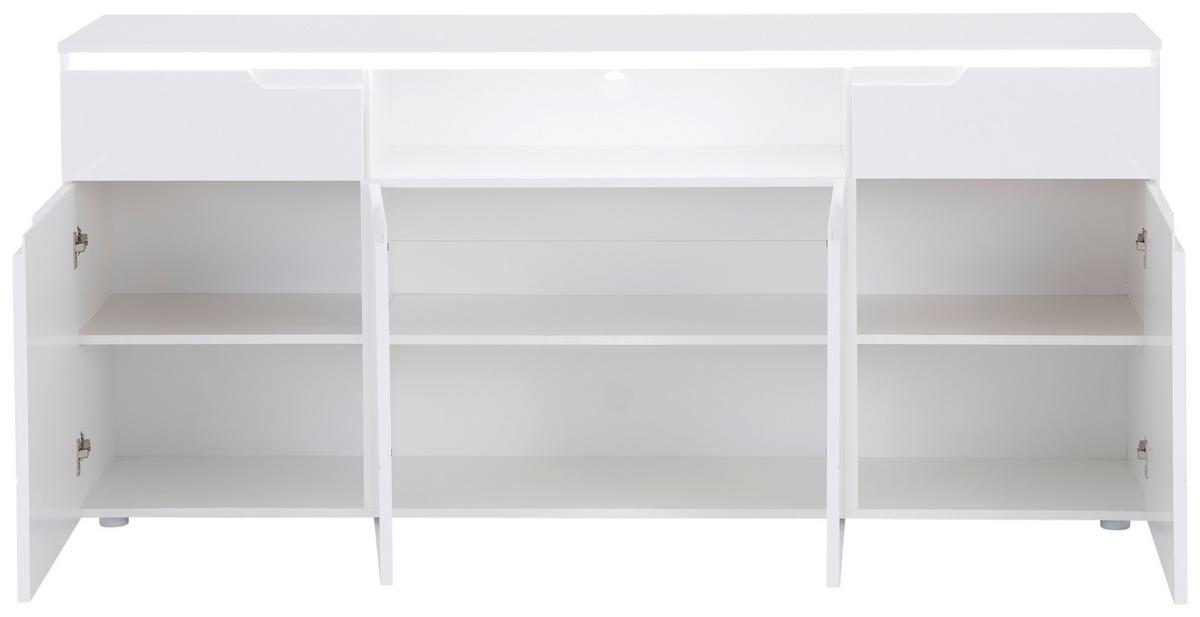 Komoda Hilton - bijela/bijela visoki sjaj, Moderno, drvni materijal/plastika (180/83,6/40cm) - Modern Living