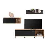 Nappali Összeállítás Vidal - fekete/Artisan tölgy, Basics, műanyag/faalapú anyag (255/165/40cm) - Best Price
