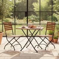 Gartengarnitur Lindau Akazie Echtholz/Metall 3-tlg. - Anthrazit/Akaziefarben, Basics, Holz/Metall (80/75/80cm) - Gardenson