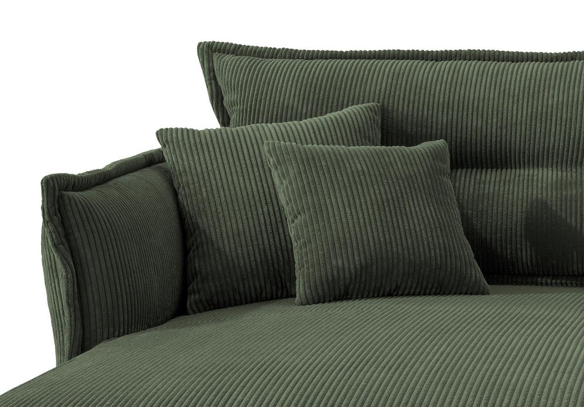 Wohnlandschaft Lava Moosgrün Cord ca. 180x255 cm - Schwarz/Grün, MODERN, Textil/Metall (180/255cm) - Livetastic