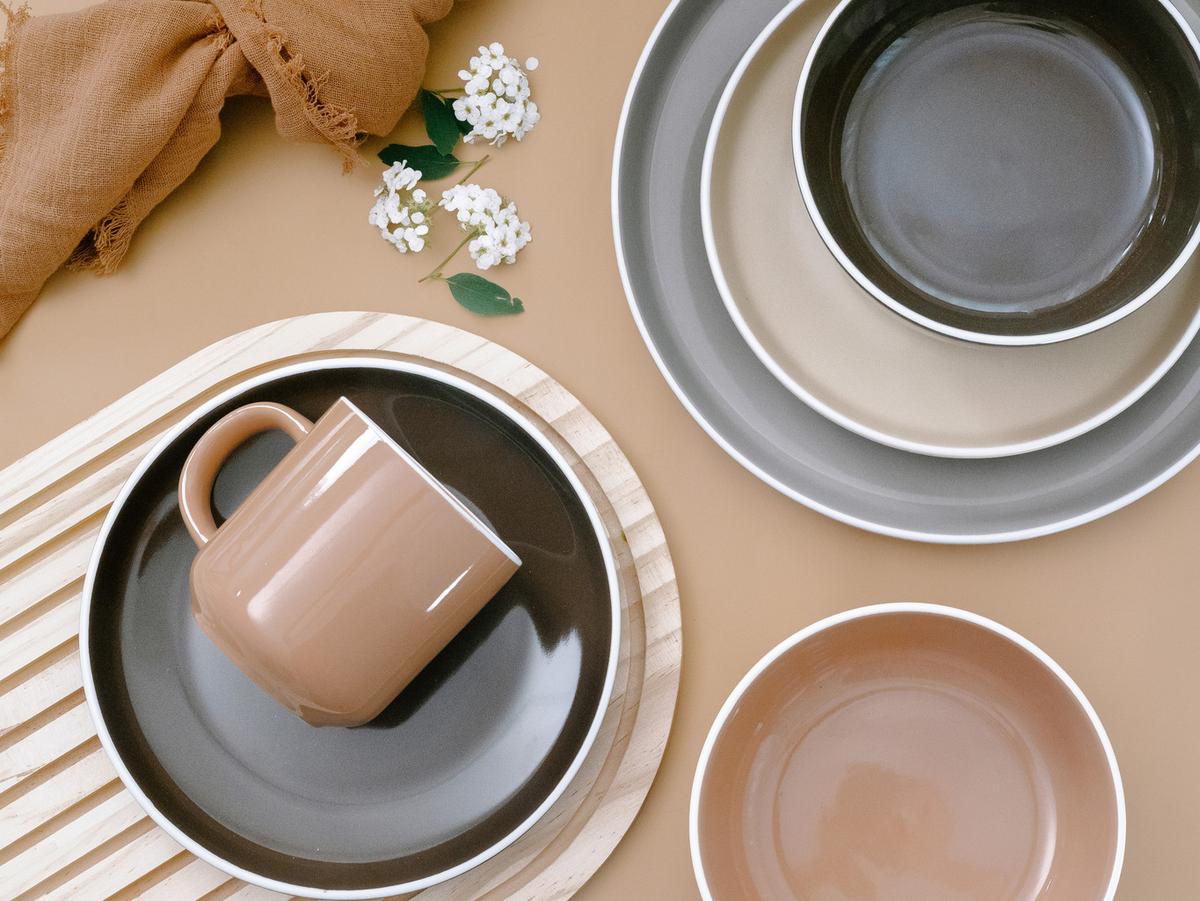 Kombinirani Servis Nordic Mocha, 16-Delni - svetlo rjava/mocha rjava, Basics, keramika - Creatable