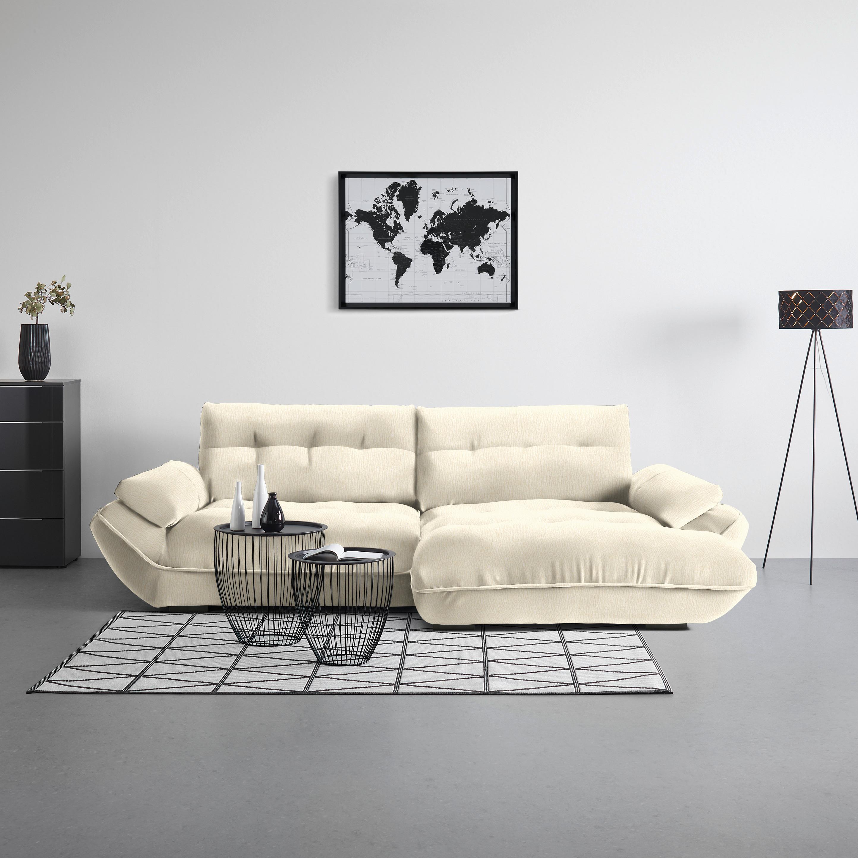 Wohnlandschaft Vivo Creme - Creme/Schwarz, MODERN, Kunststoff/Textil (317/63/179cm) - Premium Living