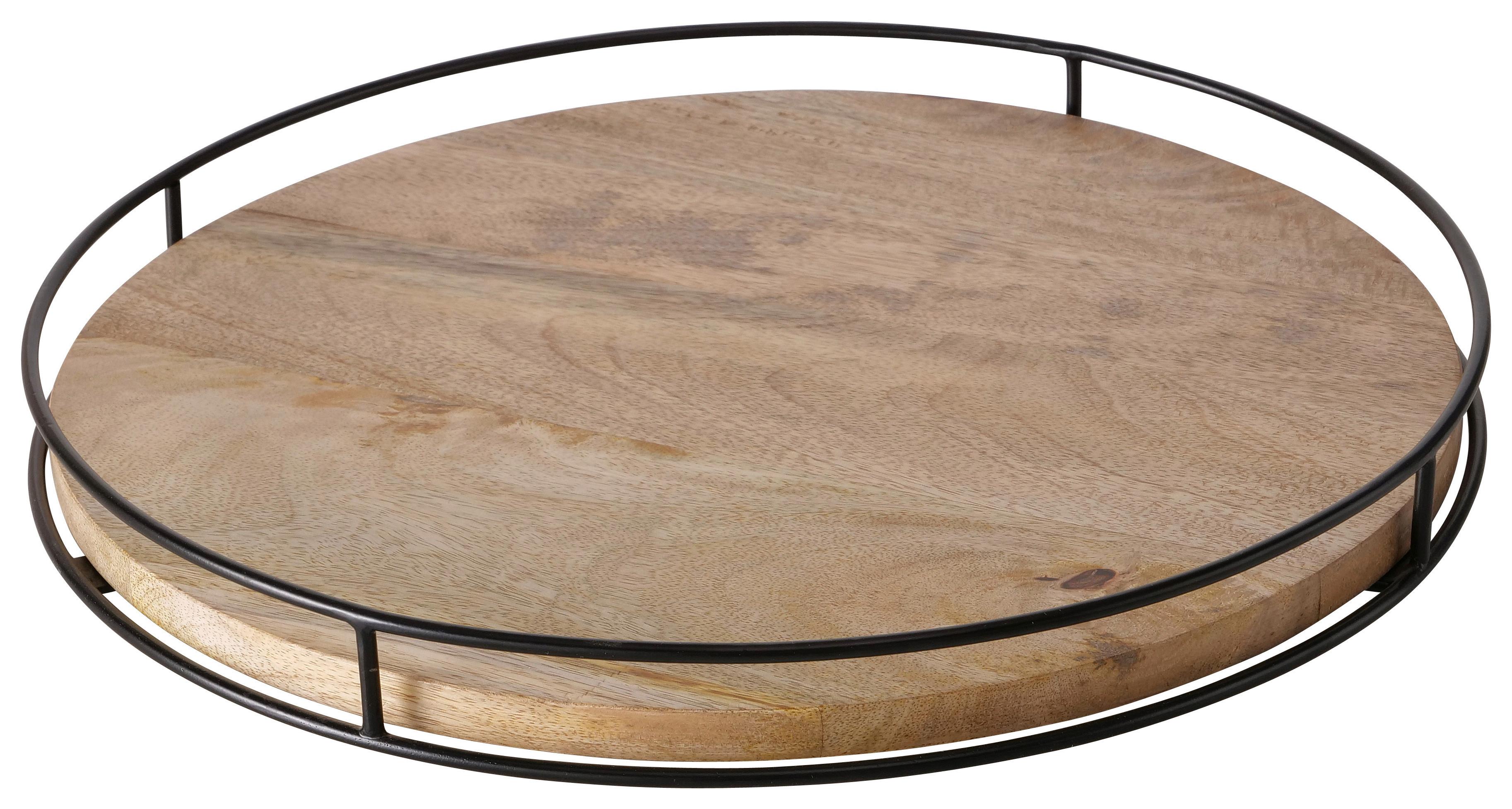 Dekotablett Opura II Braun/Schwarz - Schwarz/Braun, MODERN, Holz/Metall (34/4cm) - Premium Living