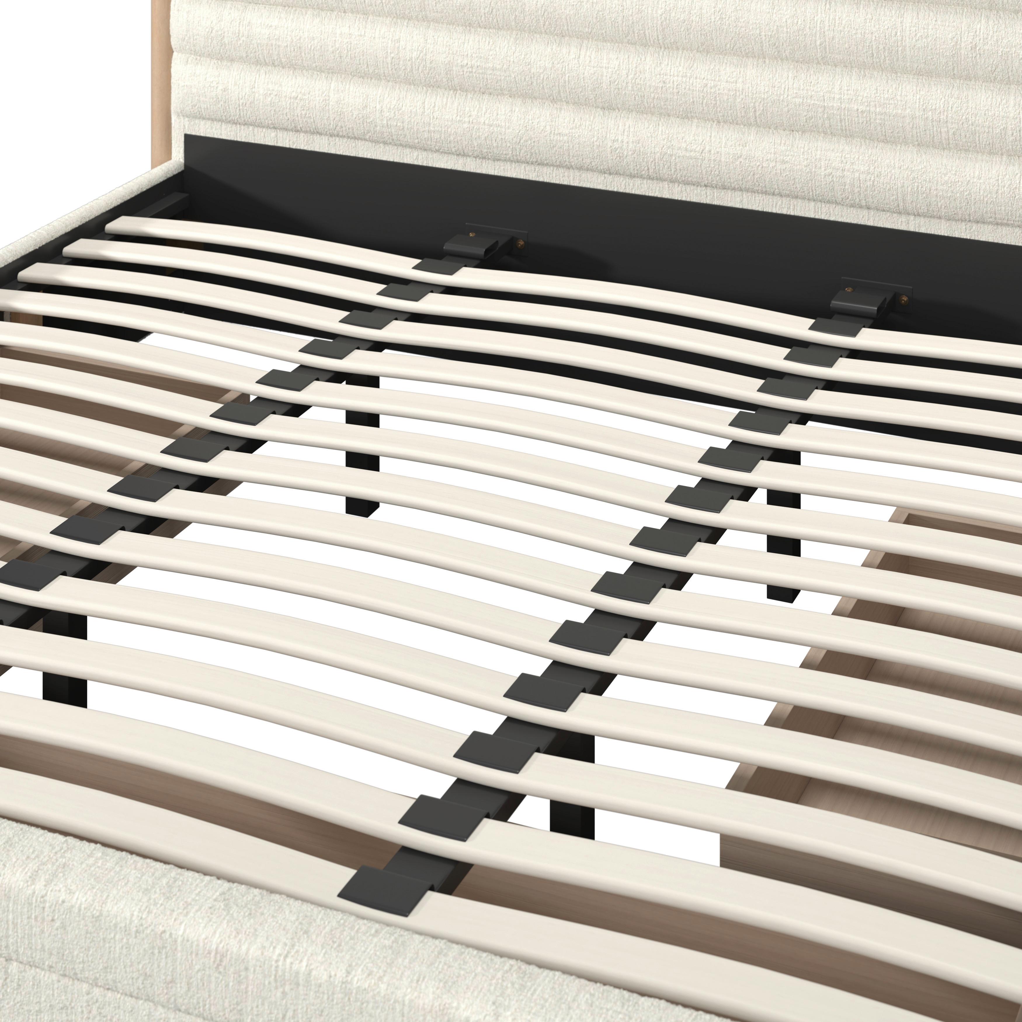 Polsterbett Tayla Elfenbein ca. 180x200 cm Stauraum - Hellbraun/Elfenbein, MODERN, Holz/Textil (180/200cm) - Bessagi Home