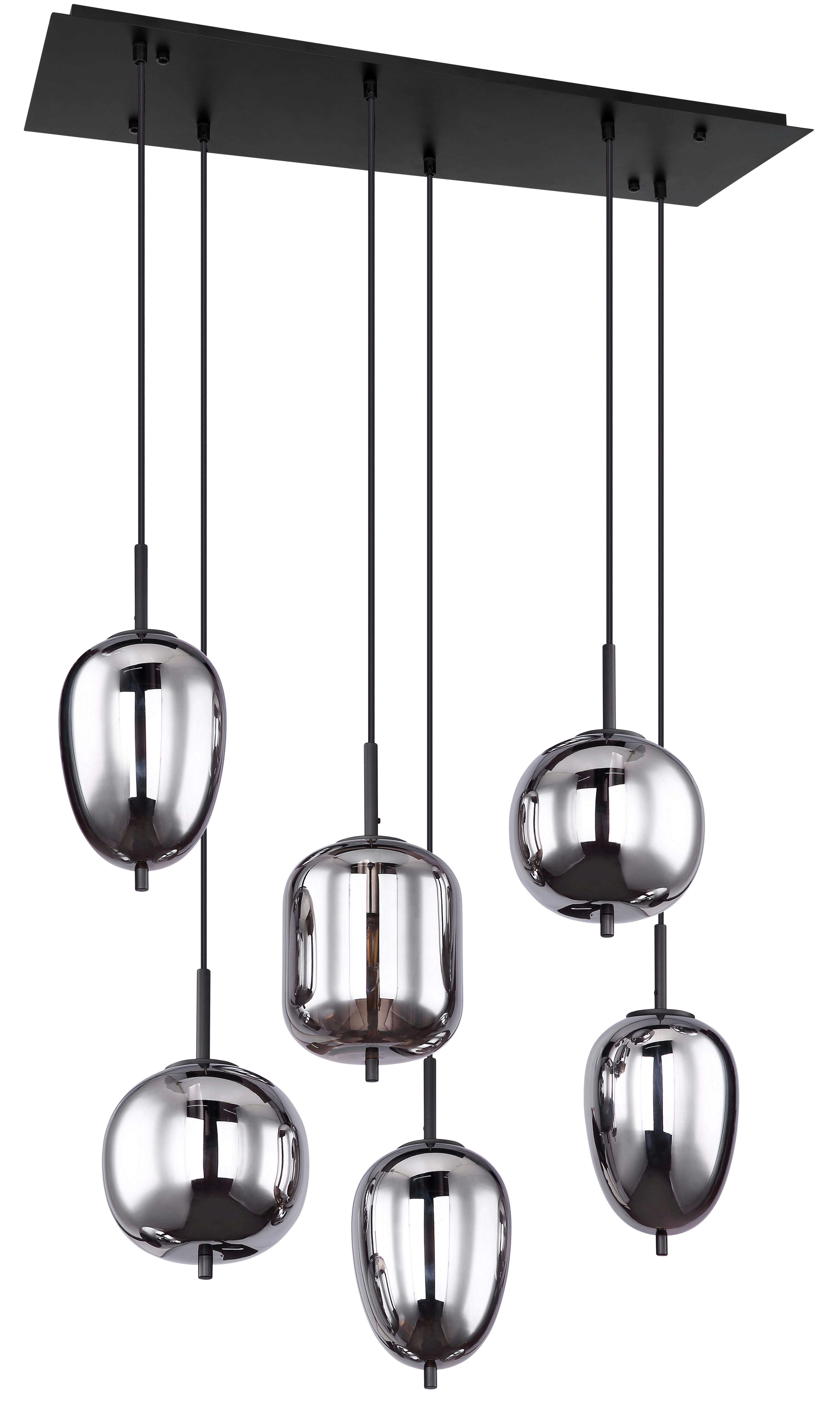 Hängeleuchte Blacky in Schwarz max. 40 Watt - Schwarz, Design, Glas/Metall (80/34/120cm) - Globo