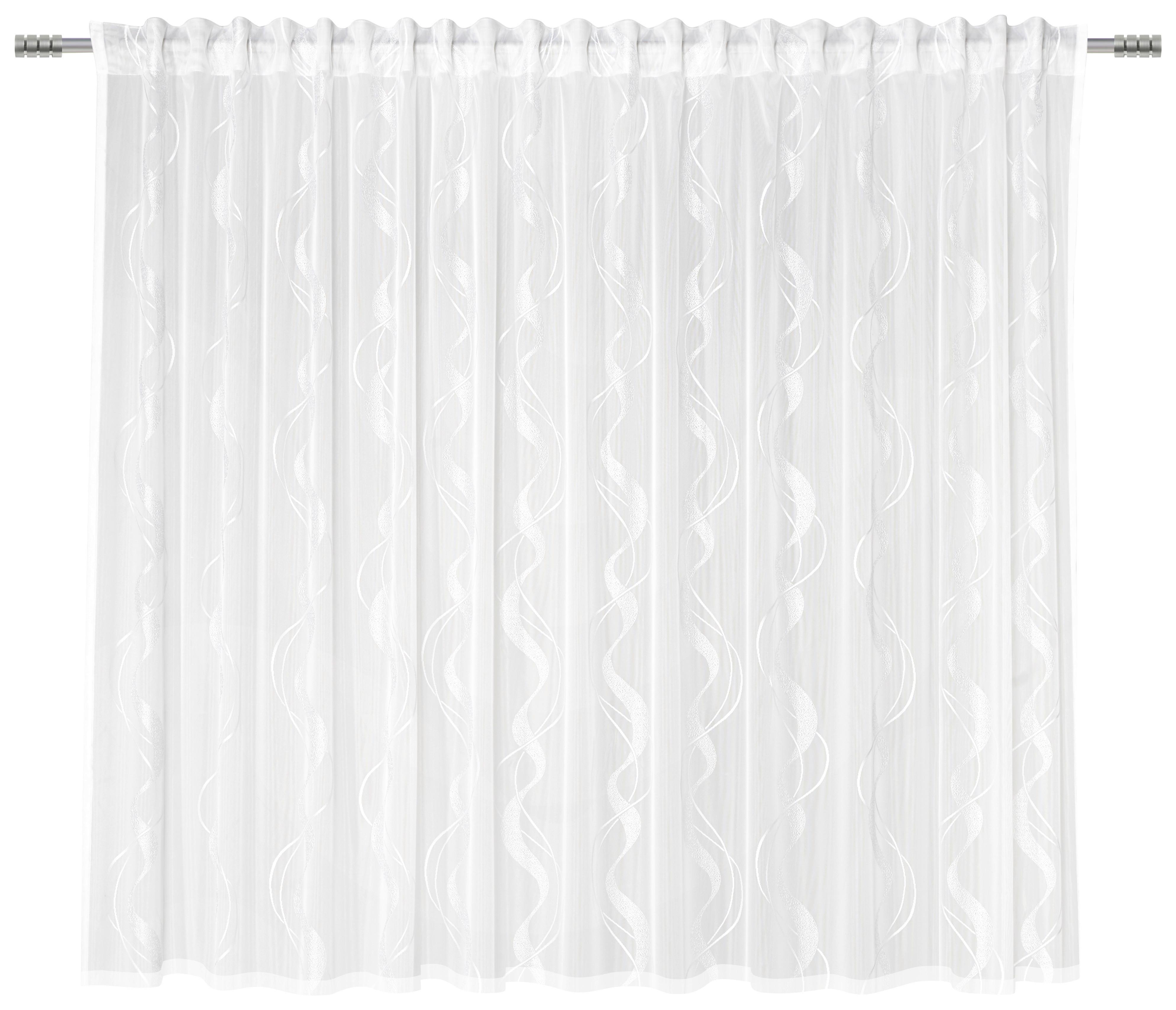 Gotova Zavjesa Wave - bijela, tekstil (300/175cm) - Modern Living
