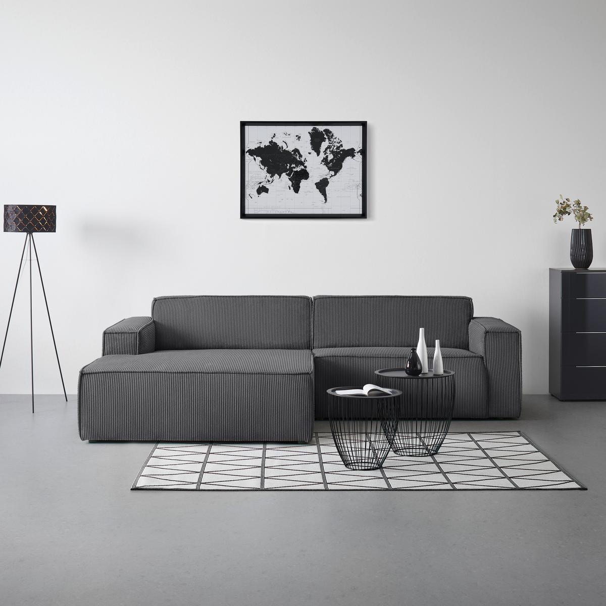 Wohnlandschaft Loft in Anthrazit - Anthrazit/Schwarz, MODERN, Kunststoff/Textil (172/75/265cm) - Mömax