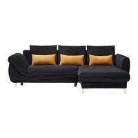 Wohnlandschaft Atlantis Lux Schwarz - Goldfarben/Schwarz, LIFESTYLE, Holz/Textil (263/175cm) - Mömax