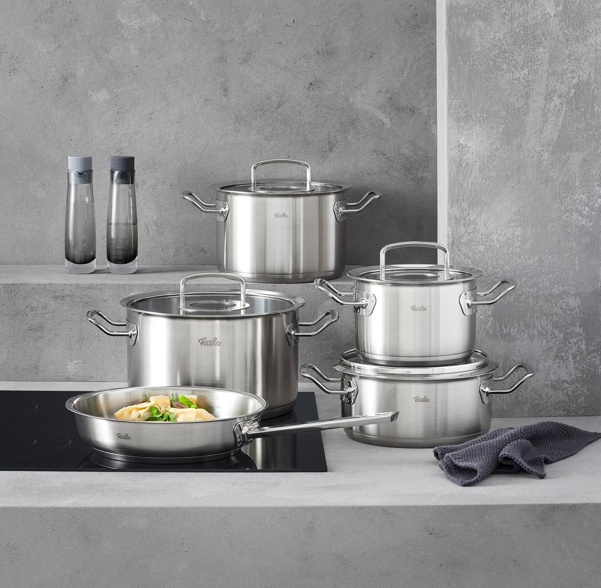 ZESTAW GARNKÓW 084-379-05-000/0 FISSLER - kolor srebrny, Basics, metal/szkło - Fissler