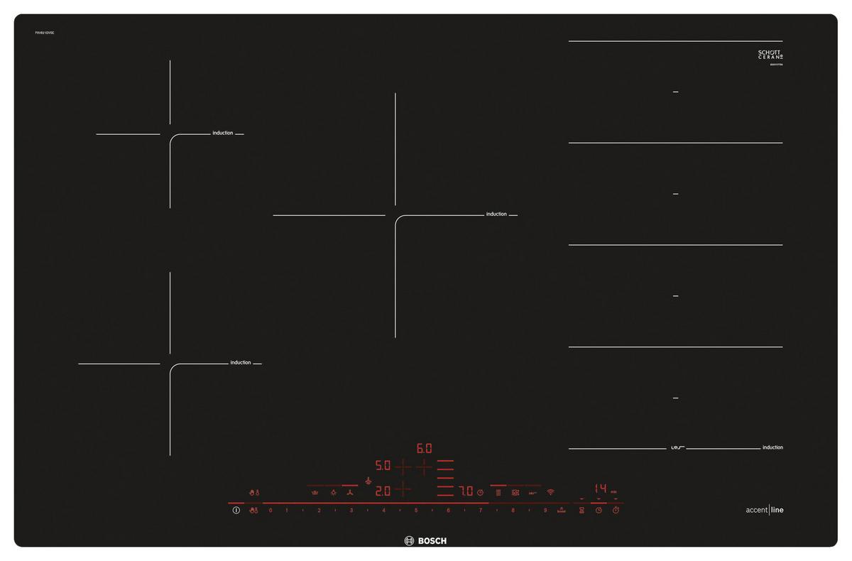 Induktionskochfeld PXV821DV5E - Schwarz, KONVENTIONELL, Glas/Metall (79,2/5,6/51,2cm) - Bosch