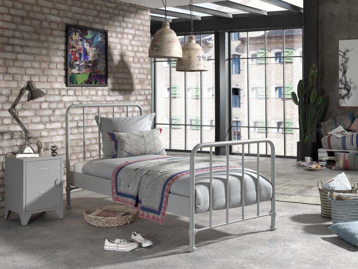 Nachtkästchen Bronxx Grau - Grau, MODERN, Metall (40/60/40cm) - Vipack