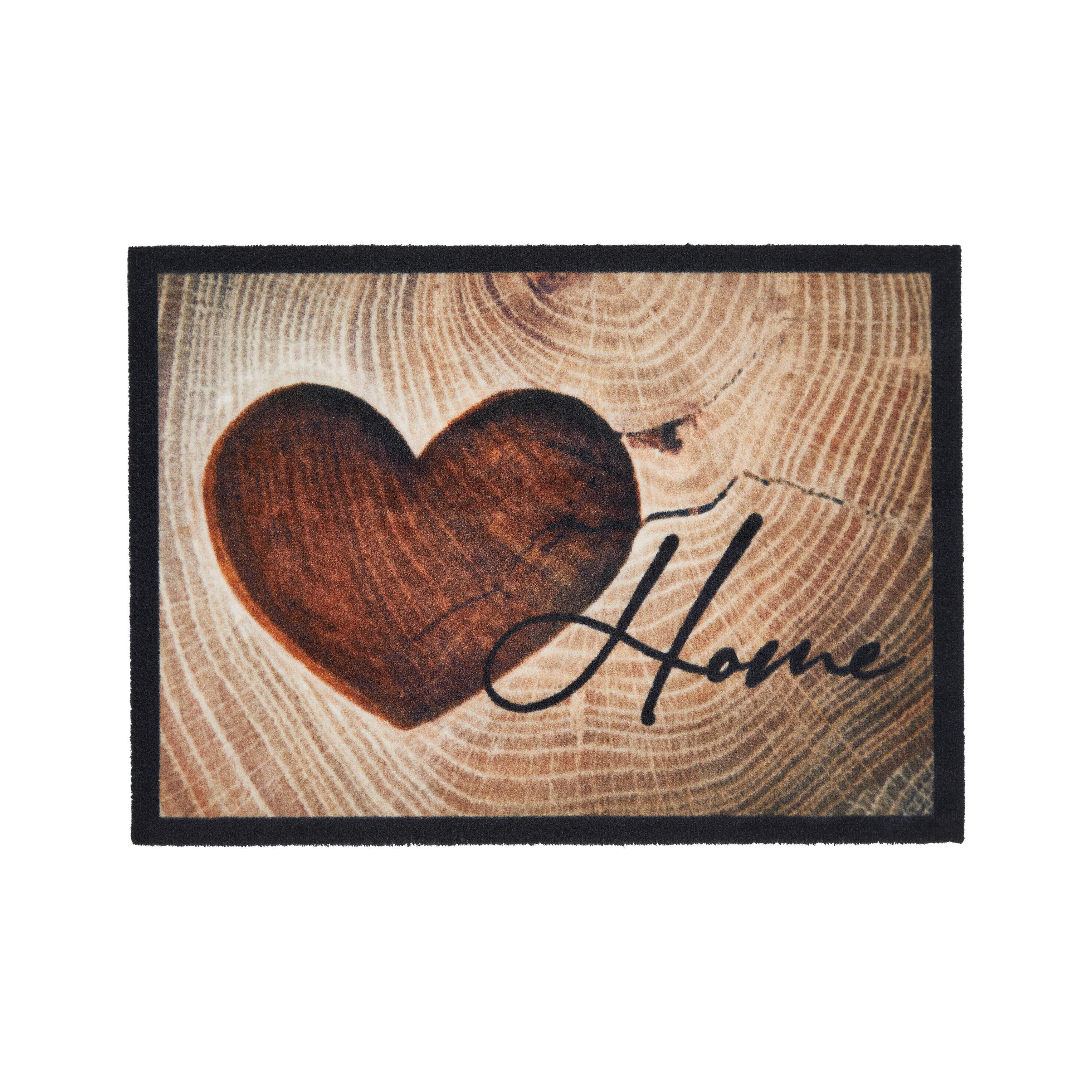 Fußmatte Love Home Wood in Braun ca. 50x70cm - Braun, Basics, Kunststoff (50/70cm) - Modern Living