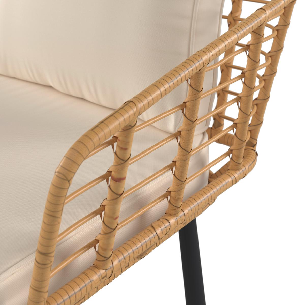 KOMPLET MEBLI TARASOWYCH NIZZA - beżowy/kolor naturalny, Modern, tworzywo sztuczne/metal (187/67/65cm) - Ambia Garden