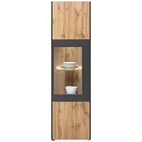 Vitrine Skagen in Eichefarben - Schieferfarben/Eichefarben, MODERN, Glas/Holzwerkstoff (56/196/40cm) - Premium Living