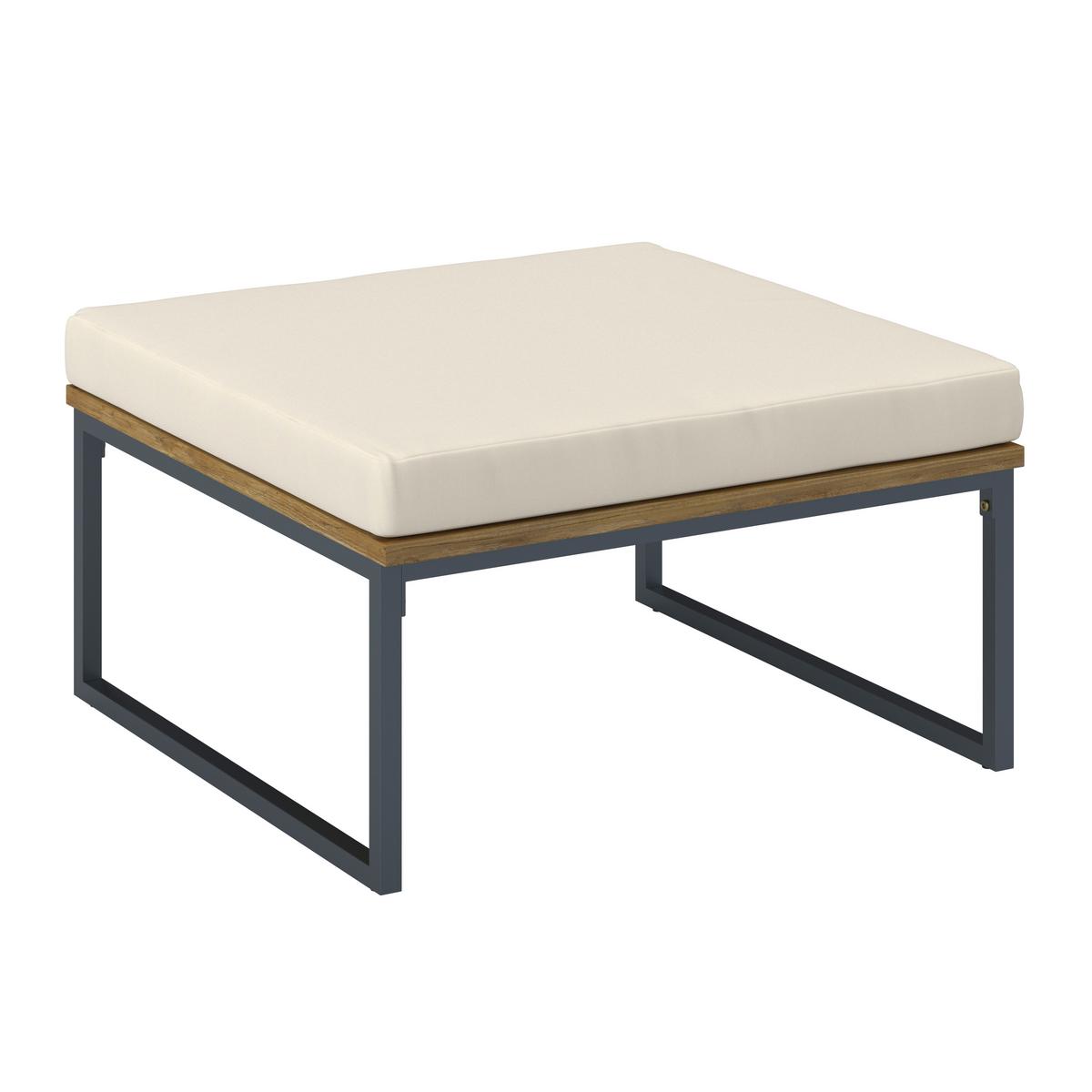 Loungegarnitur Silas Creme Holz/Textil/Metall - Creme/Akaziefarben, Modern, Holz/Textil (130/85/80cm) - Bessagi Garden