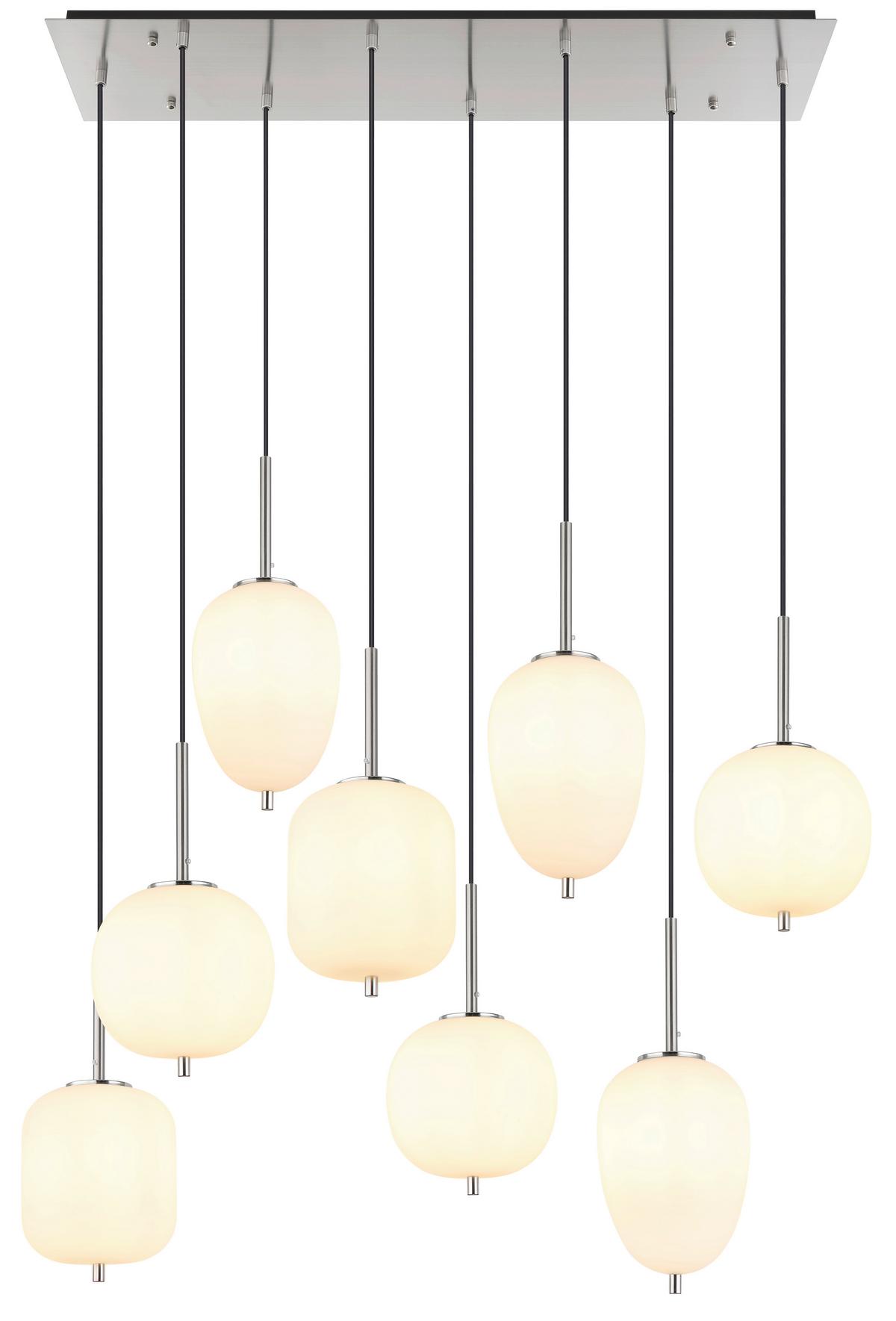 Hängeleuchte Blacky I Opal/Nickelfarben max. 40 Watt - Nickelfarben, Basics, Glas/Metall (102,5/34/120cm) - Globo