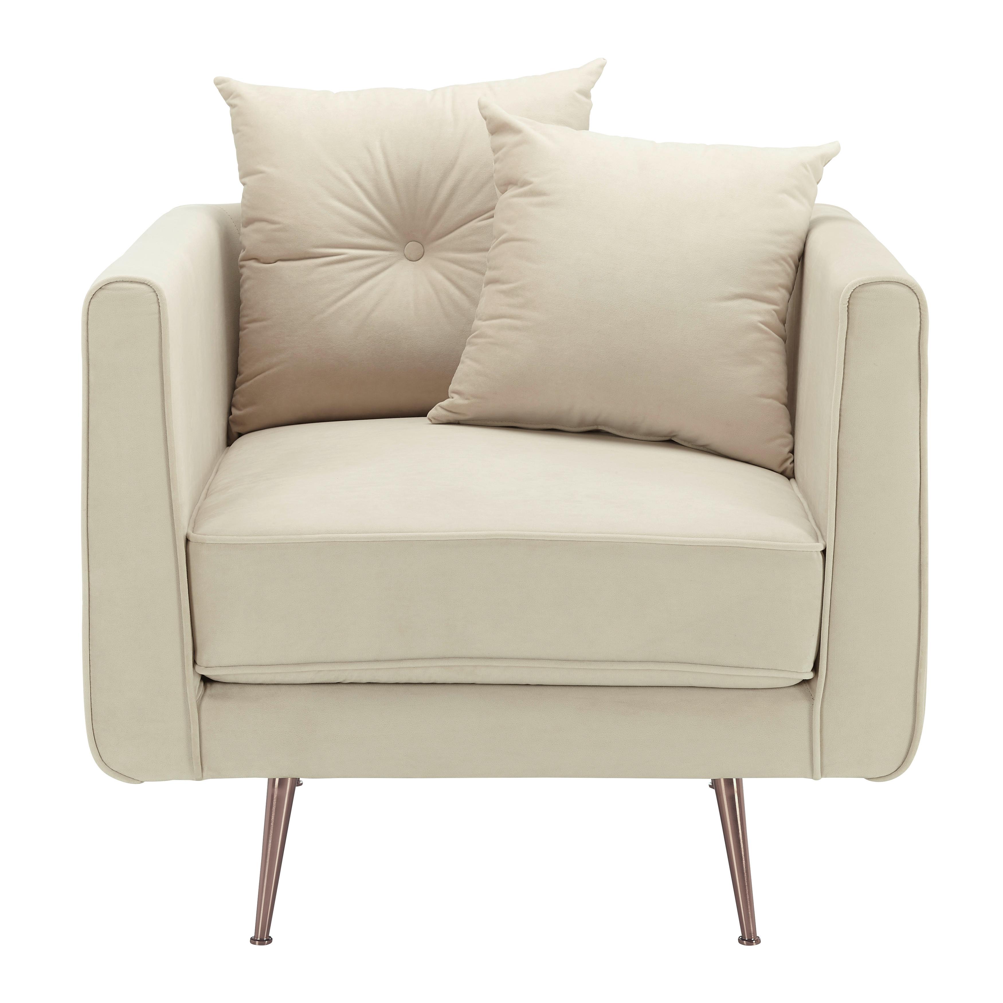 Relaxsessel Luis Beige Samt - Beige/Roségold, MODERN, Holz/Textil (90/87/87cm) - Bessagi Home