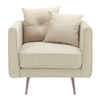 Relaxsessel Luis Beige Samt - Beige/Roségold, MODERN, Holz/Textil (90/87/87cm) - Bessagi Home