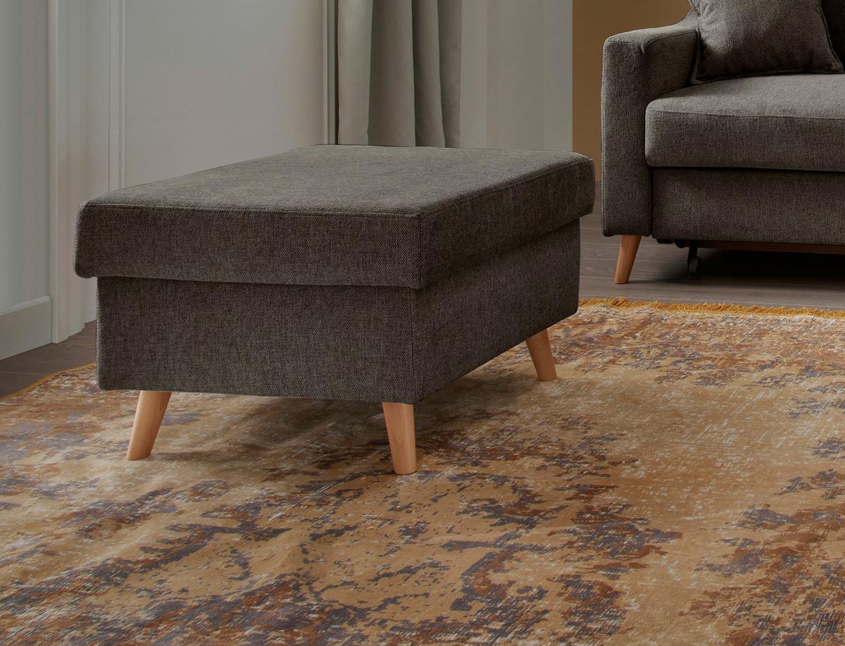 Hocker Valentina Braun Struktur - Braun/Naturfarben, KONVENTIONELL, Holz/Textil (61/43/61cm) - P & B