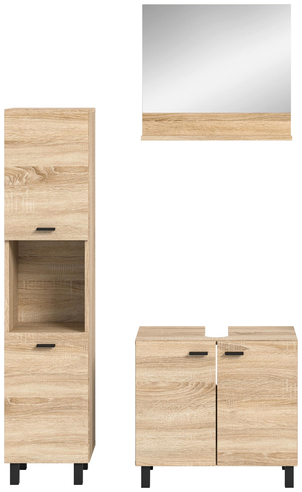 Kopalnica Boston, Hrast - črna/hrast sonoma, Moderno, umetna masa/steklo (87cm) - MID.YOU
