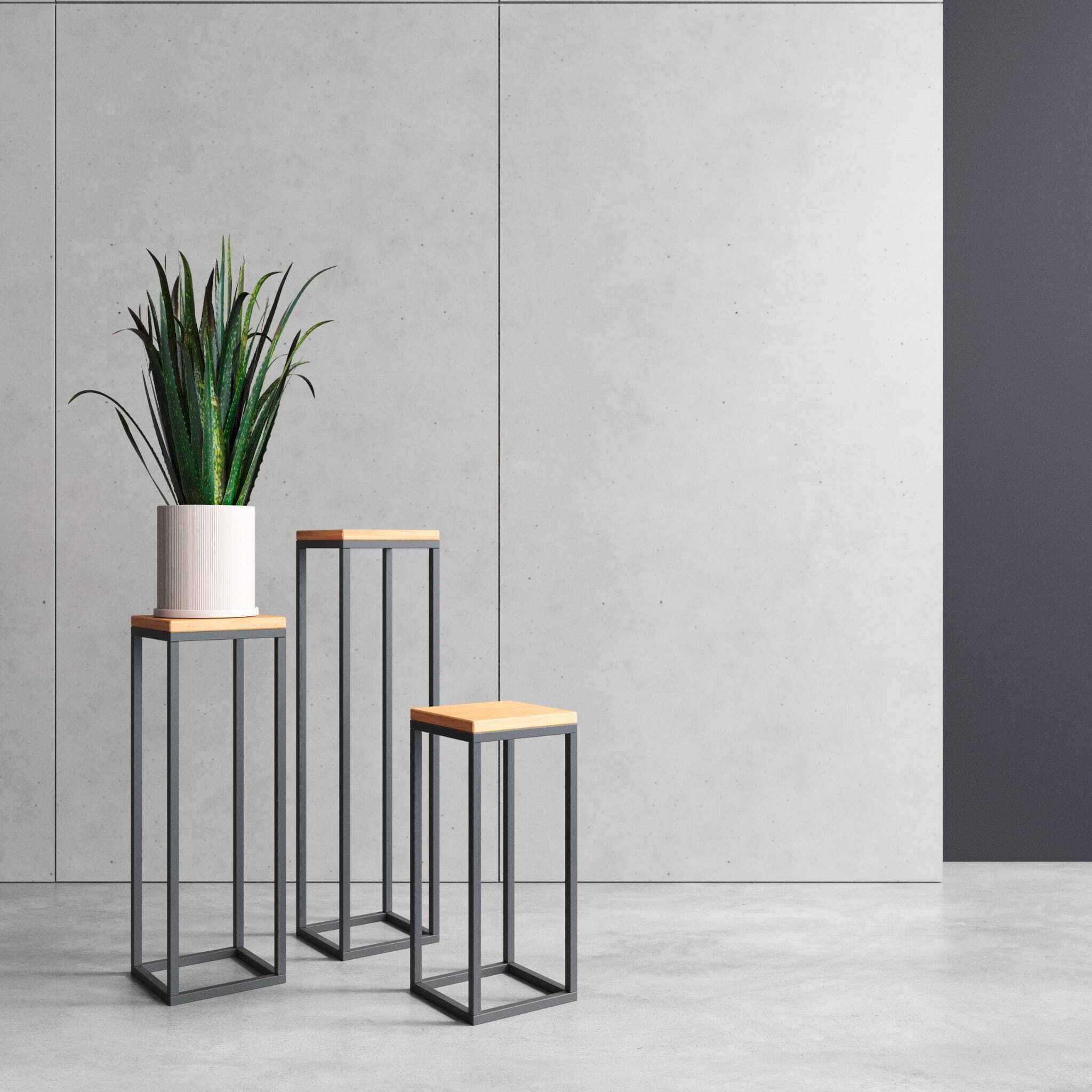 Blumenständer Schwarz - Schwarz, Basics, Holz/Metall (19/62/19cm)