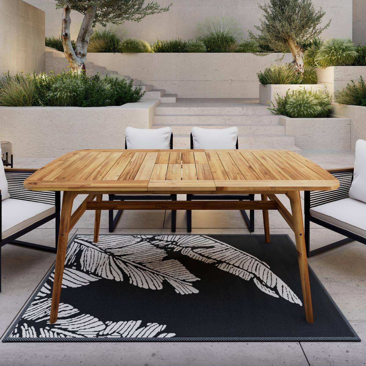 Vrtna Miza Nicola, Barva Tikovine, 160-200x90 - barva tikovine, Moderno, les (160-200/100/76cm) - Bessagi Garden