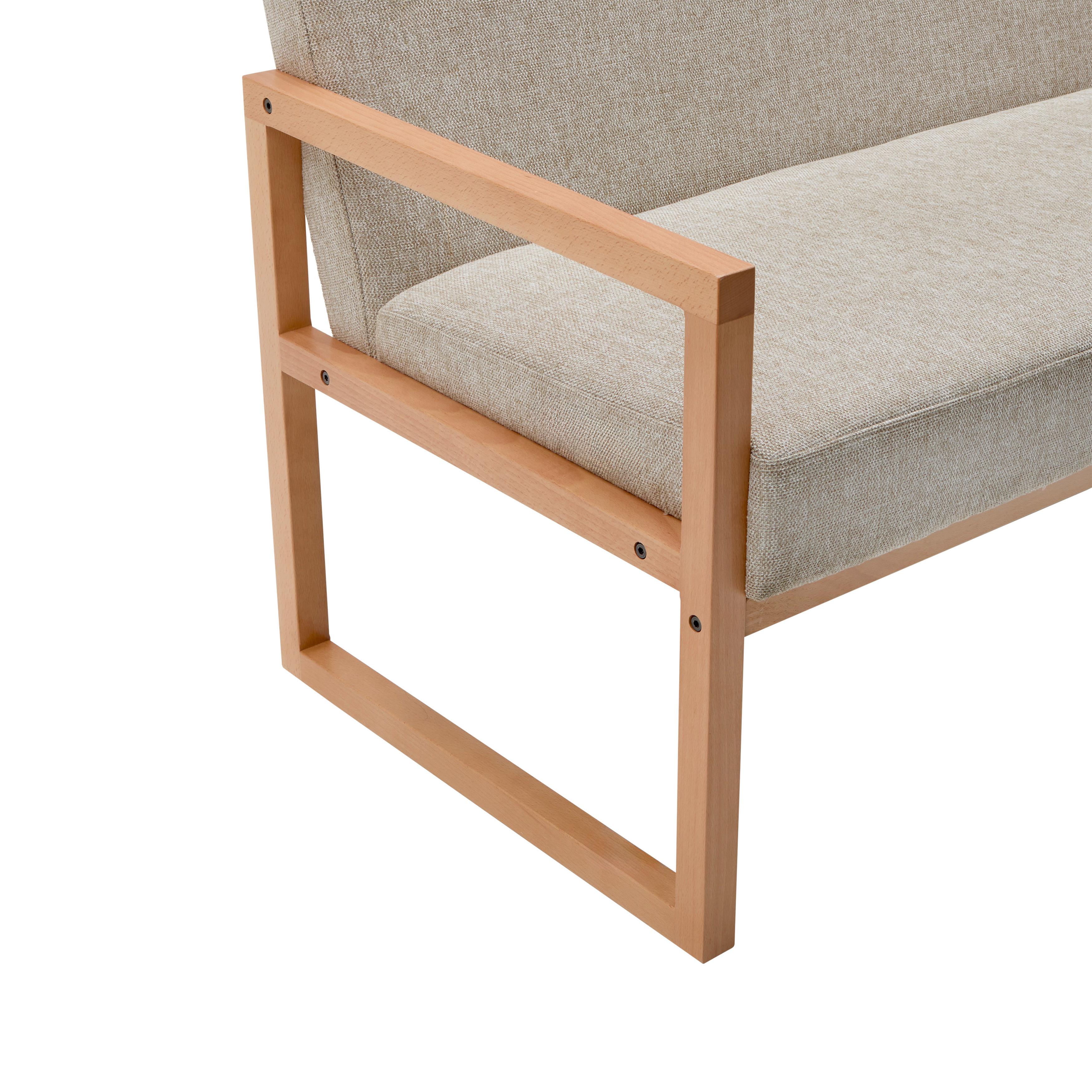 2-SITS SOFFA MALMÖ - ljusgrå/naturfärgad, Modern, trä/textil (120/75/69cm) - Mömax