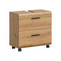 Waschbeckenunterschrank Ice Eiche Artisan - Schwarz/Eiche Artisan, Trend, Holzwerkstoff/Kunststoff (60/58/30cm) - MID.YOU