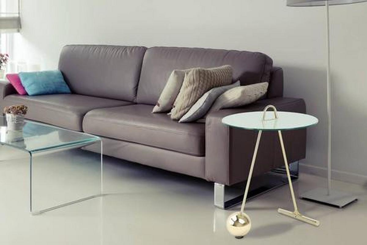 BEISTELLTISCH 7QGB3 - Weiss/Goldfarben, Basics, Glas/Metall (46/60cm) - Kayoom