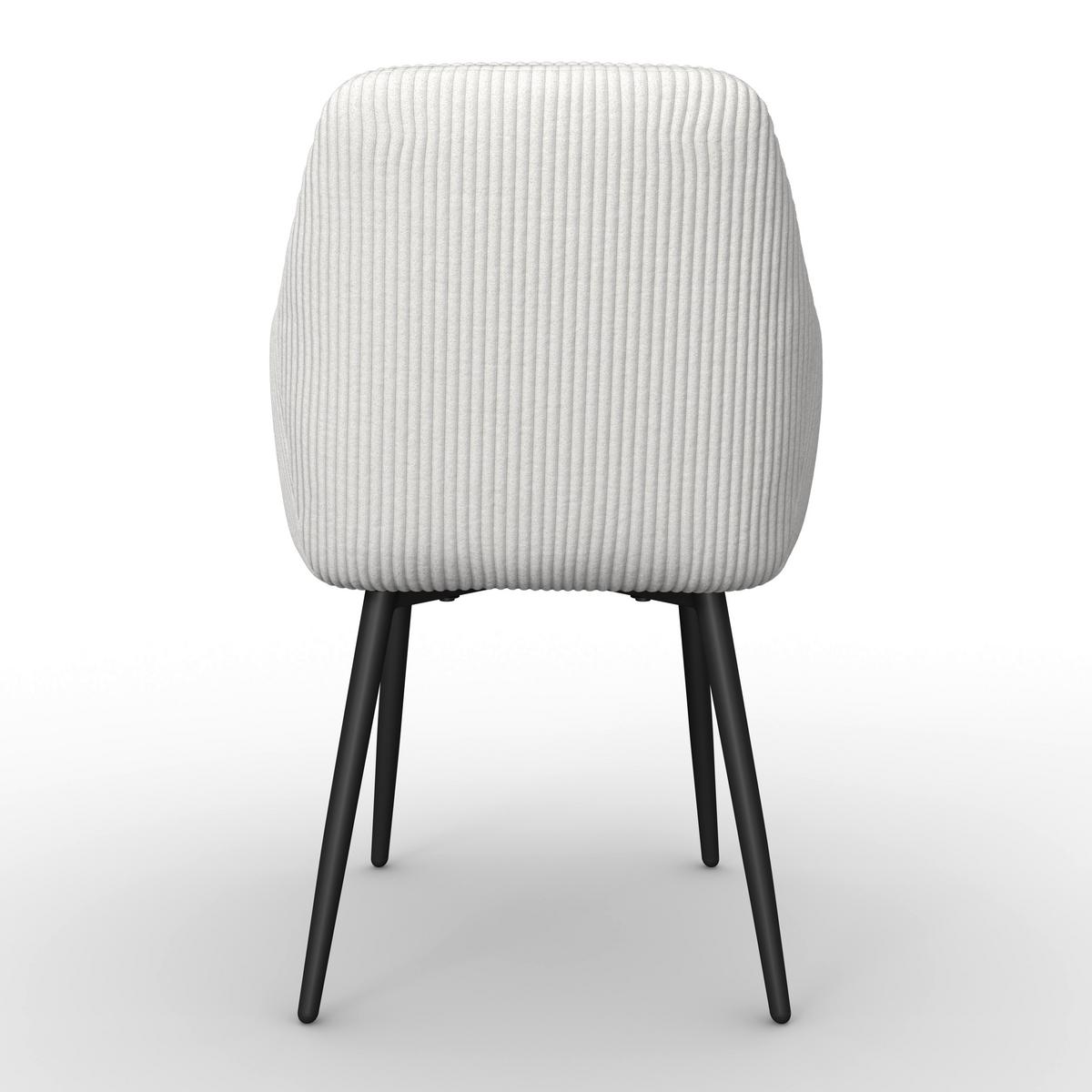 Armlehnstuhl Alani Creme Cord Gepolstert - Creme/Schwarz, MODERN, Textil/Metall (60/58/86cm) - Bessagi Home