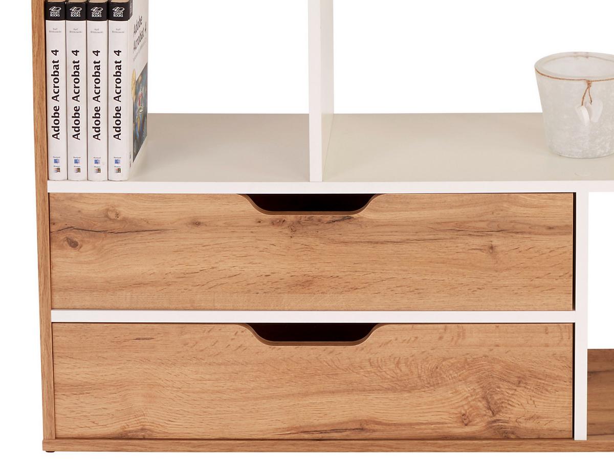 Mobilier despărțitor Roberto - alb/culoare lemn stejar, Modern, material pe bază de lemn (110/185/32cm) - Modern Living