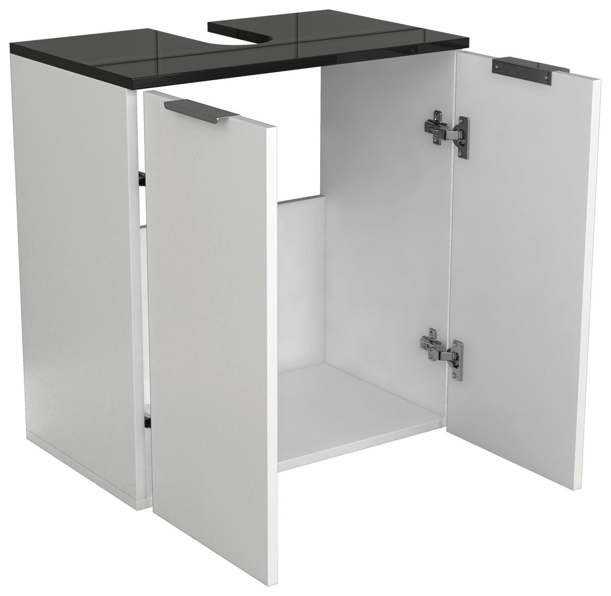 Waschbeckenunterschrank Donali ca. 56x60 cm Weiß/Schwarz - Silberfarben/Schwarz, MODERN, Holzwerkstoff/Metall (56/60/34cm) - MID.YOU