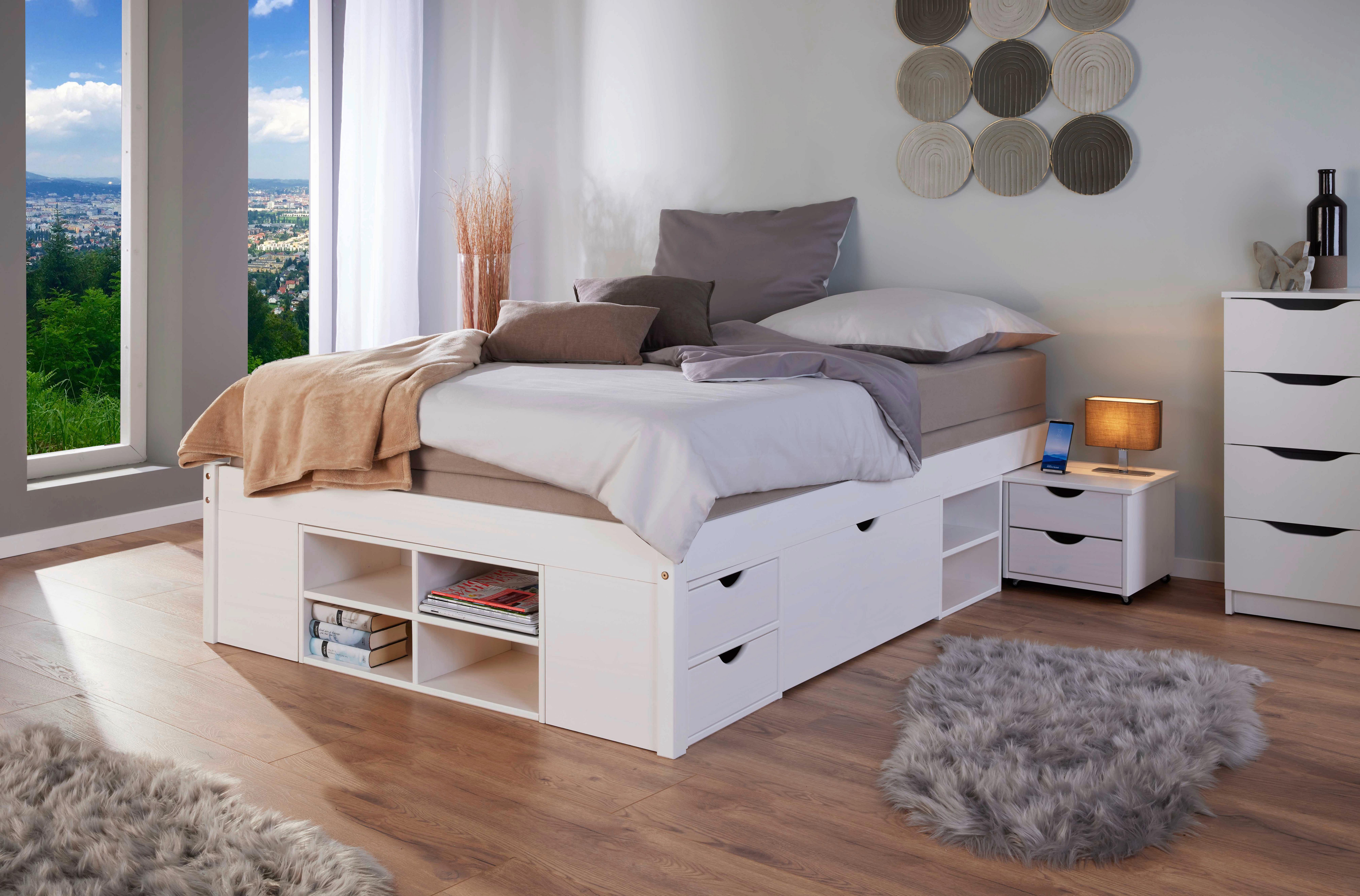 Postelja Till, Bela, Masiven Bor, 140x200 - bela, Konvencionalno (140/200cm) - MID.YOU