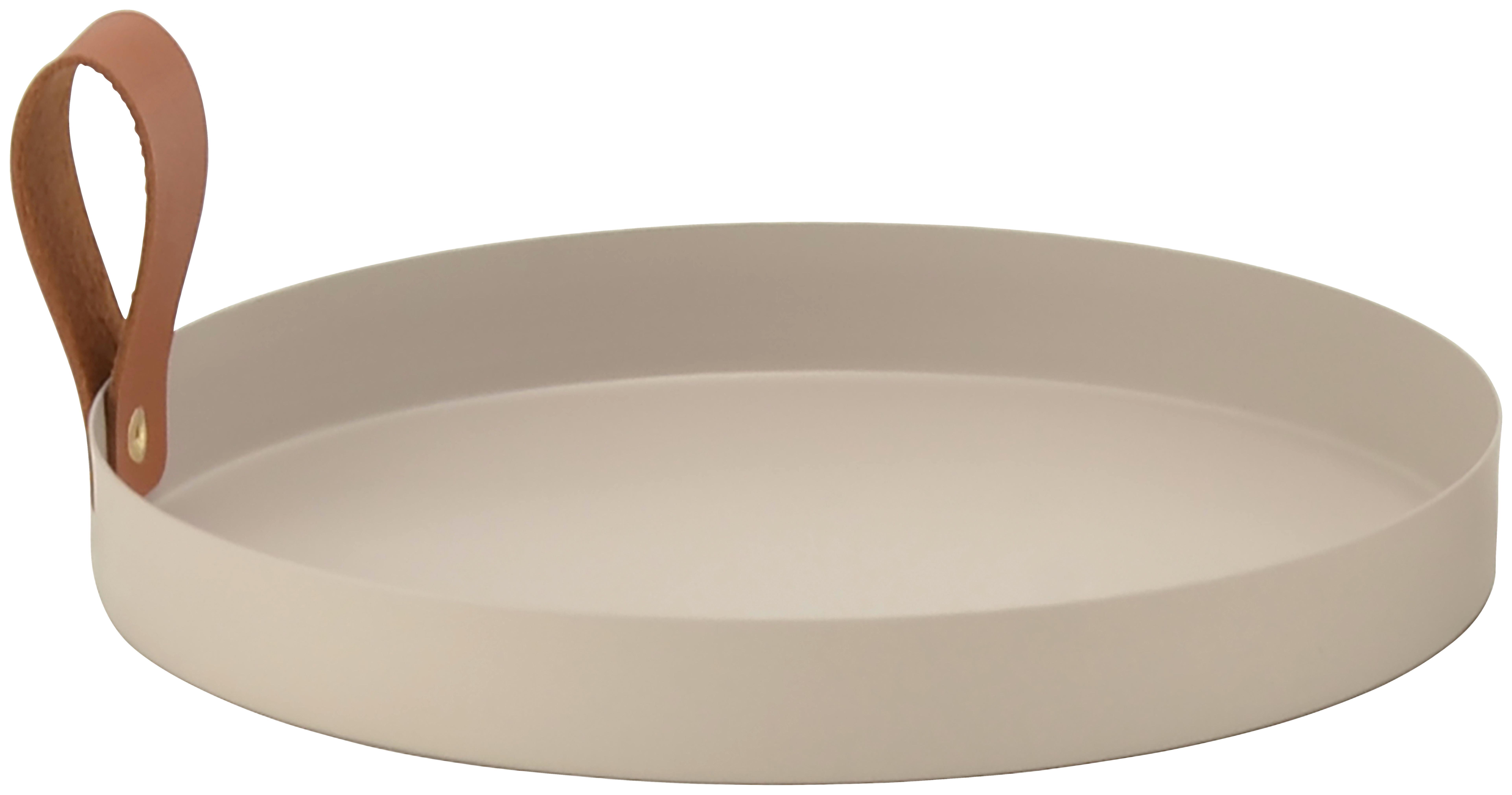 Dekoteller Maisy Beige ⌀ 20cm - Beige, MODERN, Leder/Metall (20/2,5cm) - Mömax