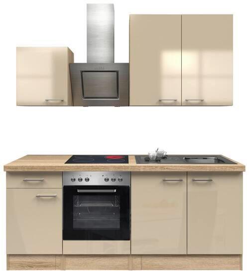 Küchenblock "Nepal" , Kaschmir/Sonoma Eiche - Kaschmir/Edelstahlfarben, MODERN, Holzwerkstoff/Metall (210cm) - FlexWell