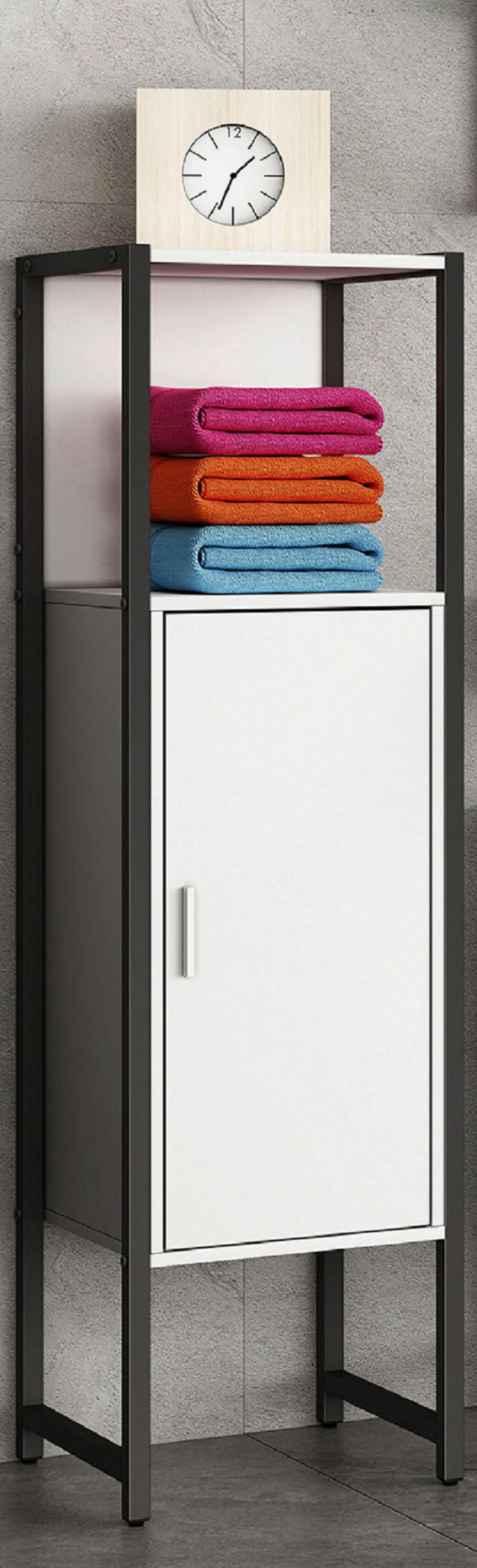MIDISCHRANK EDINO - Weiss/Silberfarben, Modern, Holzwerkstoff/Kunststoff (33/114/30cm) - MID.YOU