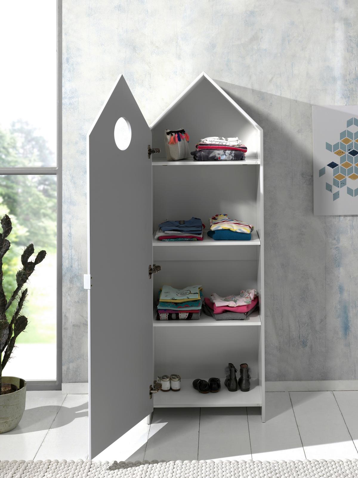 Kinderkleiderschrank Casami Weiß - Weiß, MODERN, Holzwerkstoff (57,6/171,3/37cm) - Vipack