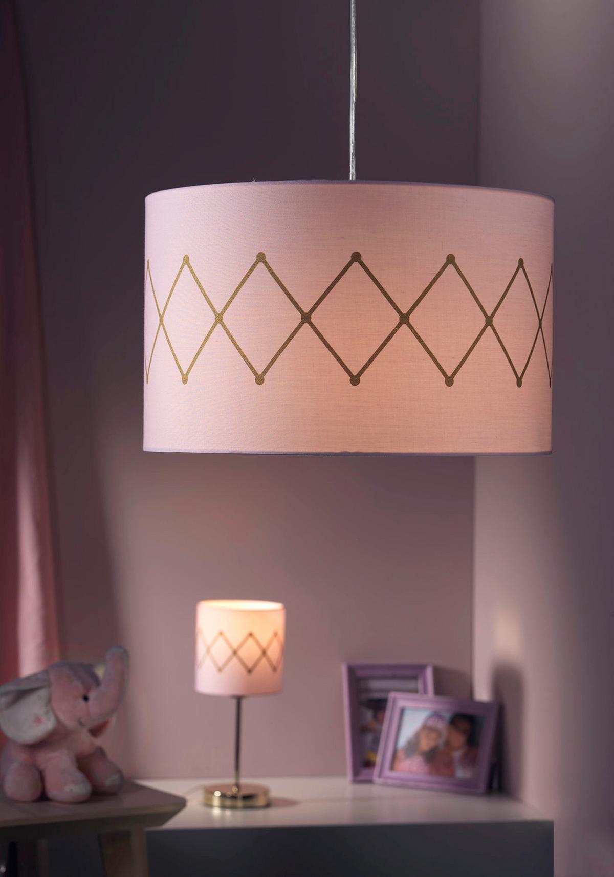 Hängeleuchte Rosita Pink/Gold max. 22 Watt - Pink/Goldfarben, KONVENTIONELL, Textil/Metall (40/80cm)