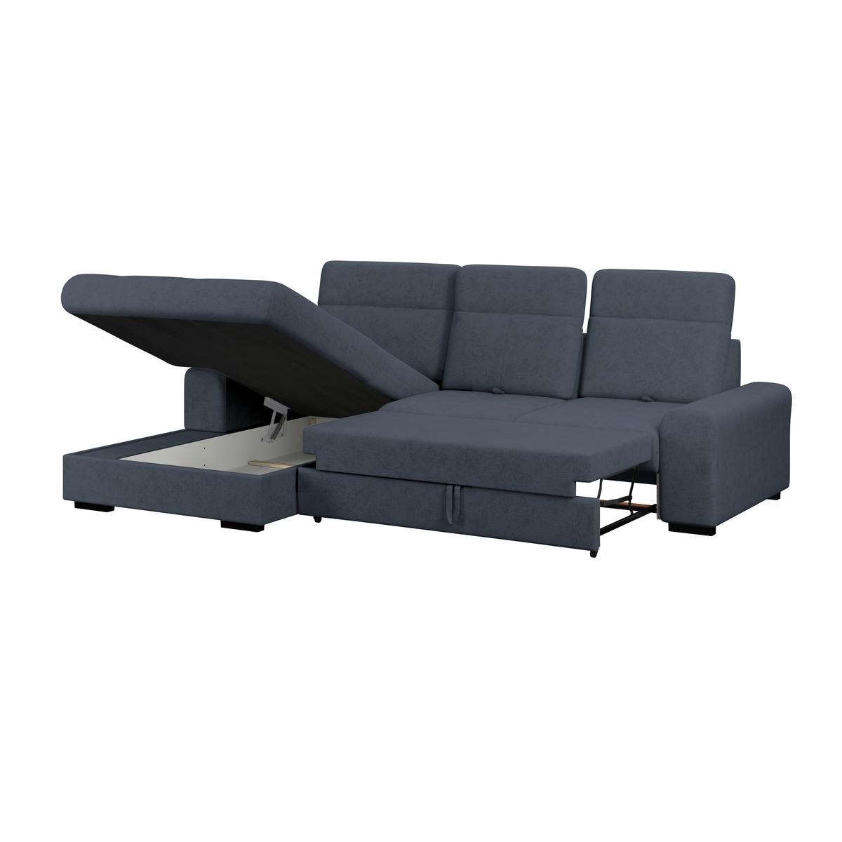 Kutna Garnitura Malaga - plava/crna, Konvencionalno, tekstil/drvo (203/286cm) - Ondega