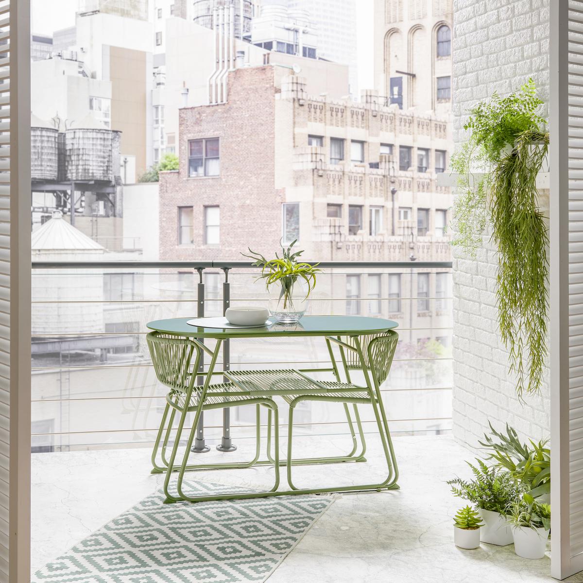 Balkonset Cristiano in Grün - Grün, Modern, Glas/Kunststoff (55/120/72cm) - Premium Living