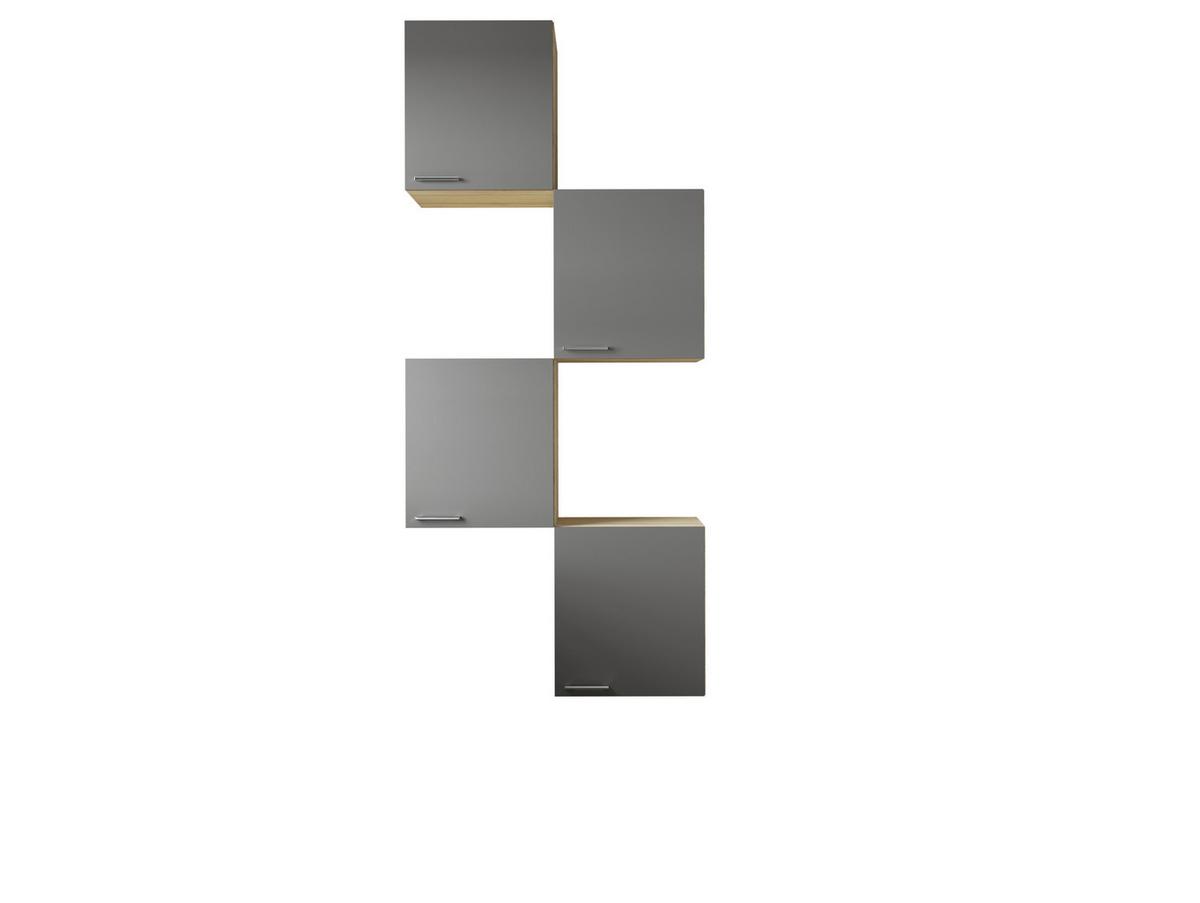 Set Kuhinjskih Zgornjih Omaric Merle, 4 Kos - srebrne barve/siva, Basics, kovina/leseni material (100/224,4/34,6cm) - Respekta