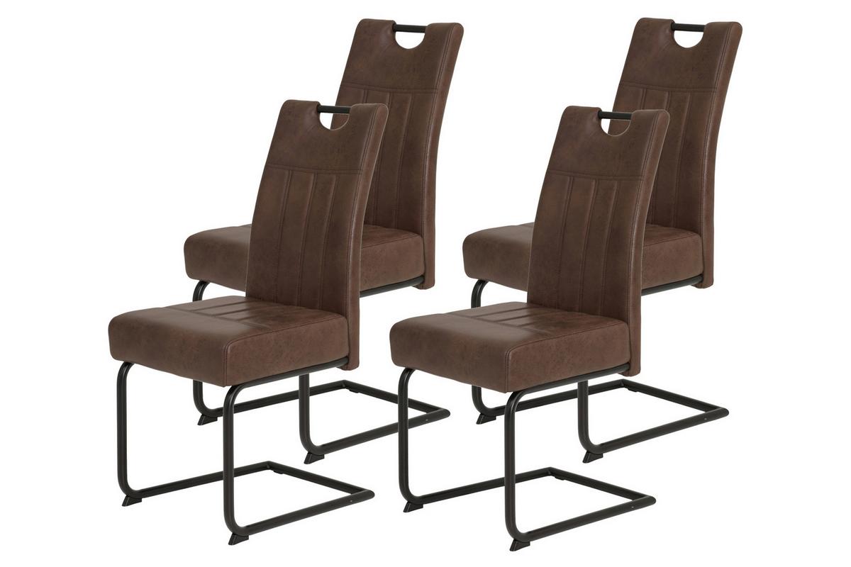 Schwingstuhl-Set Betty S 4er-Set ca. 43x99 cm Braun - Schwarz/Braun, MODERN, Textil/Metall (43/61/99cm) - MID.YOU
