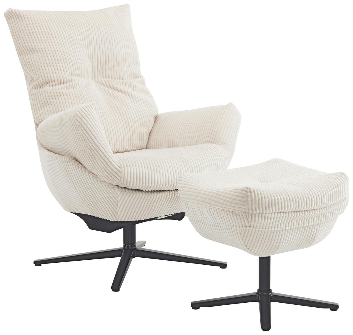 ZESTAW FOTELI RELAKSACYJNYCH WILSON - beżowy/czarny, Design, metal/tkanina (77/100/78cm) - Carryhome